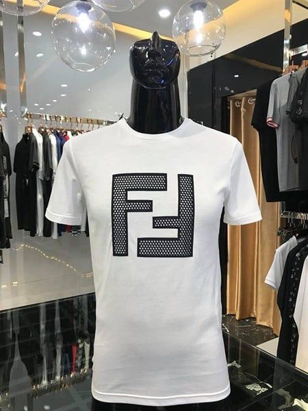  Phông Fendi Trắng Logo Lưới Đen Faf532A78Mf0Znm 