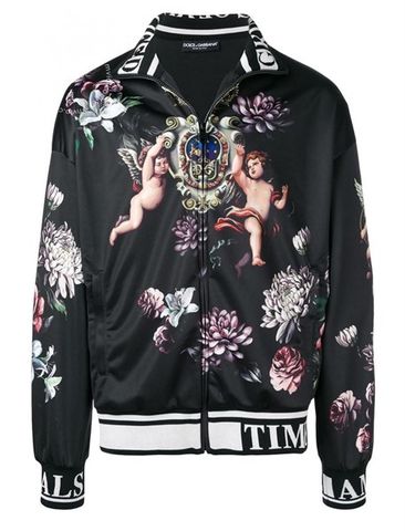  Áo Khoác Dolce Đen Floral Cherub Zip-Front G9LV7 THPM631 