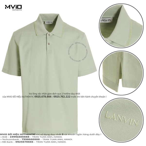 Polo Lanvin Xanh Begie Chữ Thêu Bụng RMPL0001 J018P23