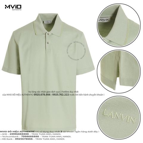  Polo Lanvin Xanh Begie Chữ Thêu Bụng RMPL0001 J018P23 