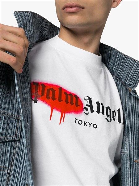  Phông Palm Angels Trắng Chữ Đỏ Pmaa001S204 130590120 