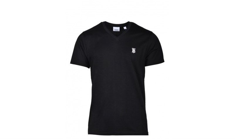  Phông Burberry Đen Cổ Tim Logo Trắng 8017255 