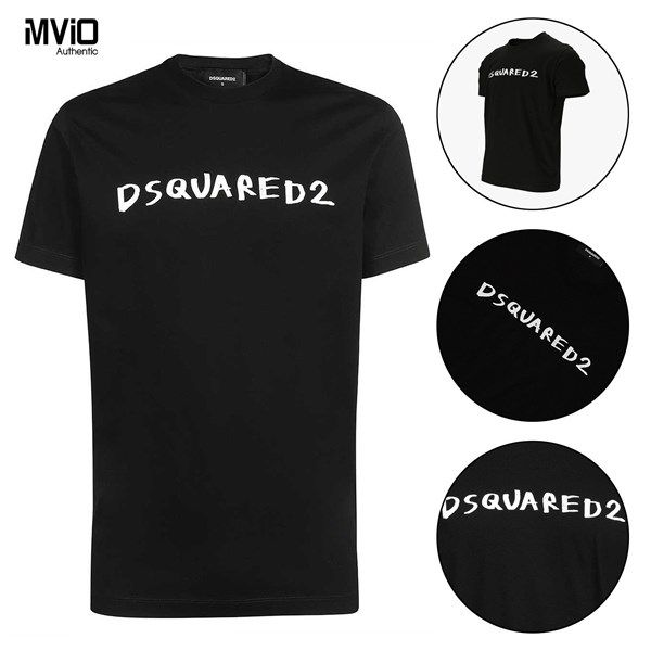  Phông Dsquared2 Đen Chữ Trắng Nghiêng S71Gd1066 