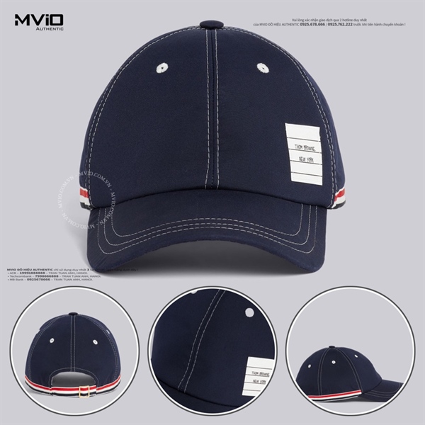 Mũ Thom Browne Navy Vạt Cờ MHC328A 04502 415