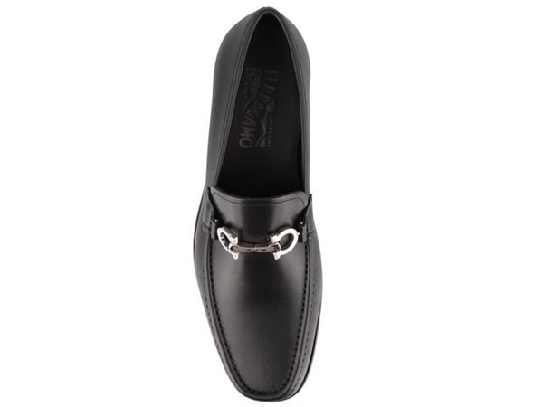  Loafer Salvatore Đen Da Trơn Khoá Bạc 2MEEE 