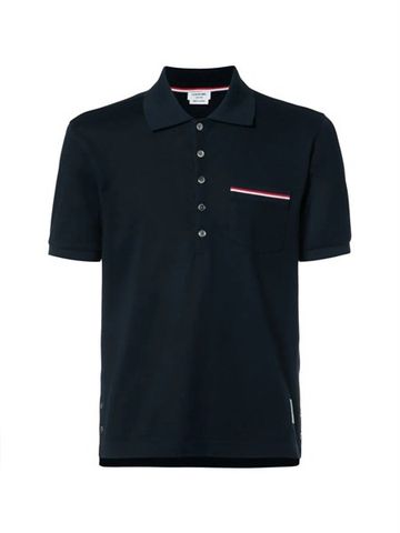  Polo Thom Browne Xanh Navy Kẻ Túi MJC159G0452 035 