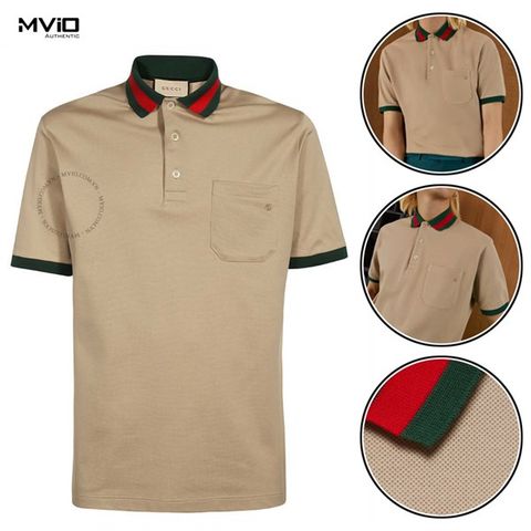  Polo Gucci Be Cổ Cờ Xanh Đỏ 701735 Xjelt 