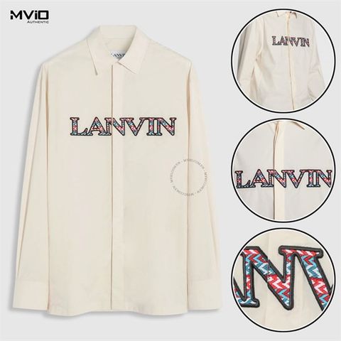  Sơ Mi Lanvin Be Chữ Màu Thêu Ngực Rm S19048 