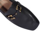  Loafer Salvatore Đen Da Sần Mũi Vuông Khoá Vàng Ln-Eee 