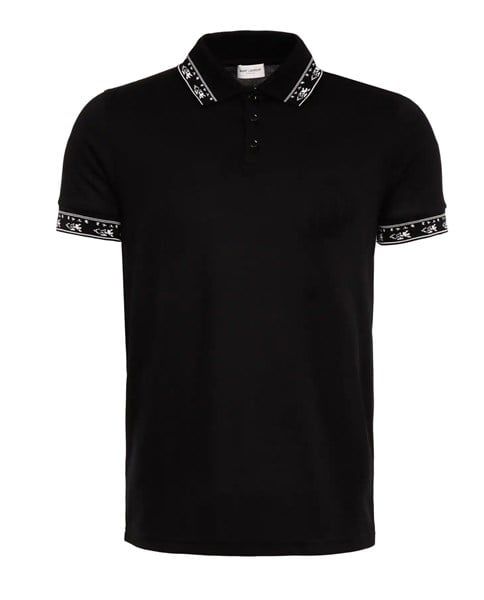  Polo Saint Laurent Đen Thêu Cổ 503656 Yb2Mp 