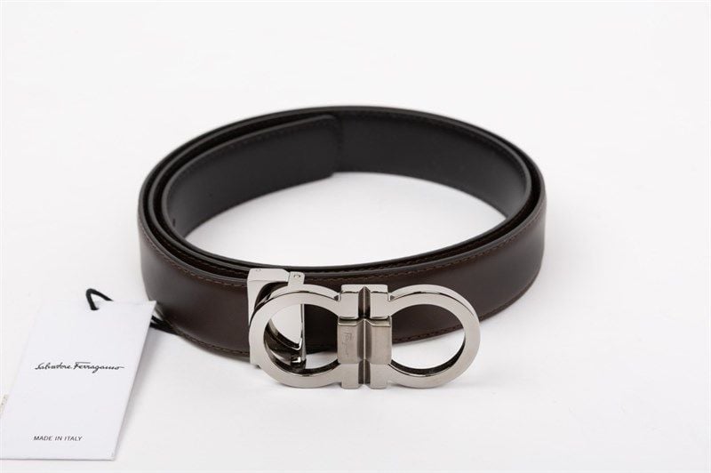  Belt Salvatore Đen/ Nâu Mặt Bạc 0444078 