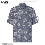  Sơ Mi Dior X Tears Cộc Tay Lụa Xám Vân Oblique 193C545A5931 