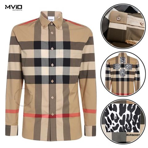  Sơ Mi Burberry Dài Tay Camel Hoạ Tiết Sau Lưng 8057468 1005 