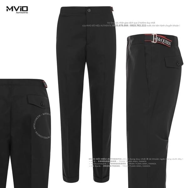  Quần Kaki Alexander Mcqueen Đen Đai Hông 637715 QSS44 1000 