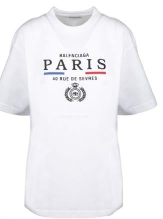  Phông Balenciaga Trắng Thêu Paris 594599 