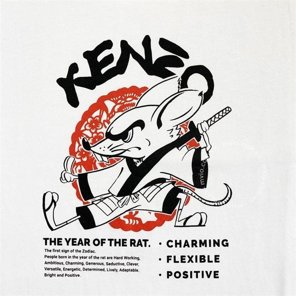  Phông Kenzo Trắng Chuột Karate 2Ts960 