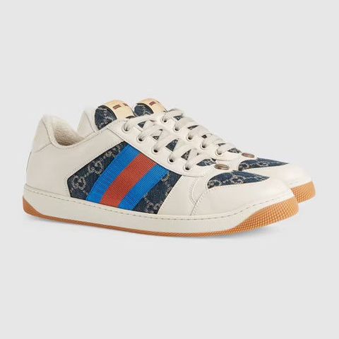  Sneaker Gucci Be Hoạ Tiết Mono Xanh Vạt Cờ 576223 