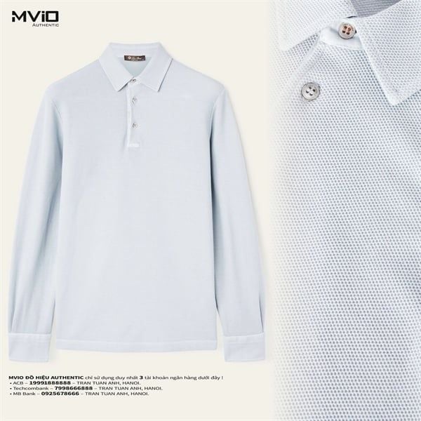  Polo Loro Piana Xanh Dài Tay Xanh Xám FAI131160IY 