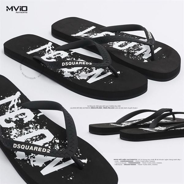  Dép Dsquared2 Đen Kẹp Ngón Đế Chữ Icon Loang FFM0001 17205573 