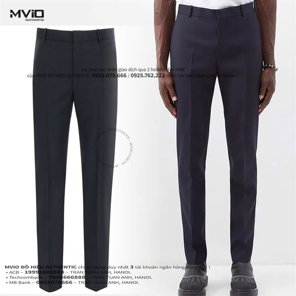  Quần Vải Alexander Mcqueen Xanh Navy Wool Mo Hair MHO 624301 QR042 