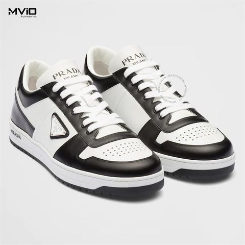  Sneaker Prada Đen Trắng Tag Kim Loại 2EE364 3LKG FDT8T 