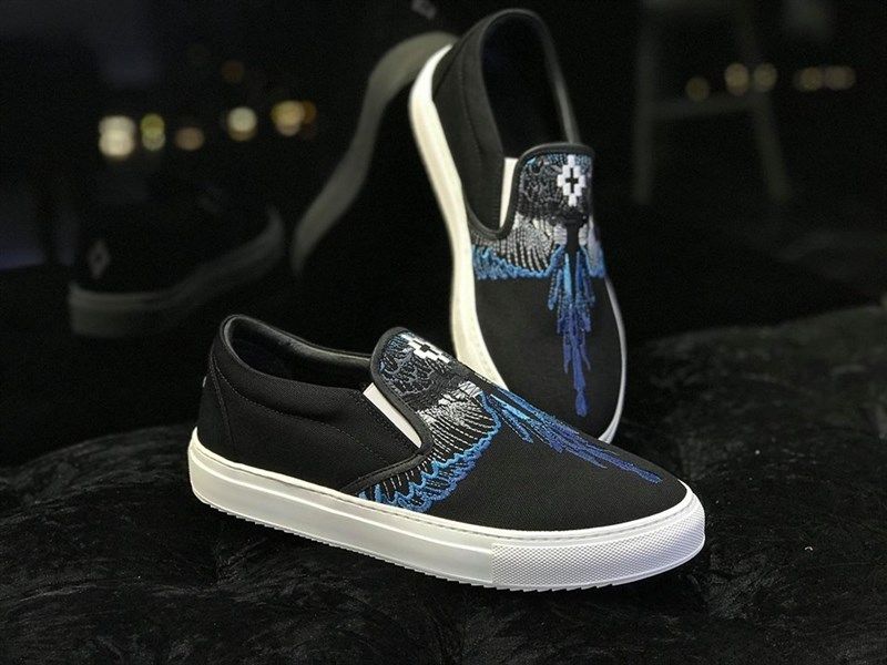  Slip On Marcelo Burlon Đen Thêu Cánh Xanh 