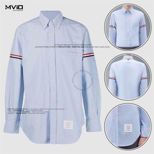  Sơ Mi Thom Browne Dài Tay Xanh Nhạt Viền Tay MWL150E 06177 480 