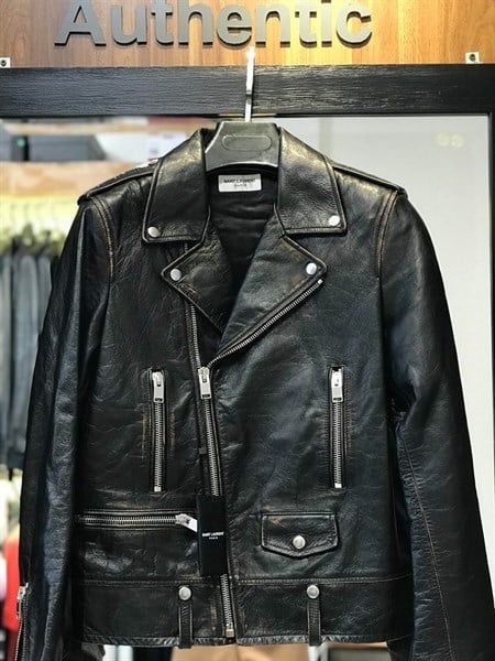  Áo Khóac Da Saint Laurent Lưng Mèo 