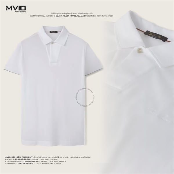  Polo Loro Piana Trắng Chữ Thêu Ngực FAN2998. 