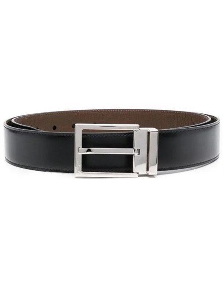  Belt Salvatore Đen Vàng Bò Khoá Logo Nhỏ 0754456 