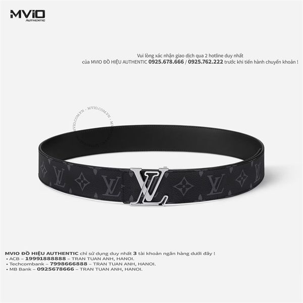  Belt Louis Vuitton Đen Monogram Mặt LV Khuyết M8504V 