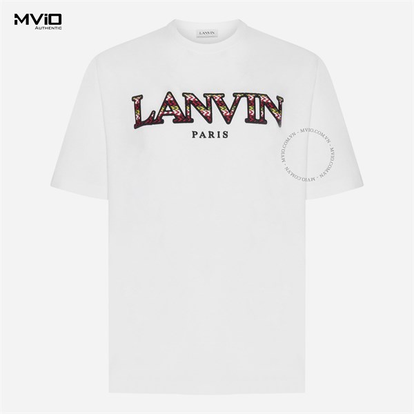 Phông Lanvin Trắng Chữ Nâu Thêu Ngực RMTS005J002 P23