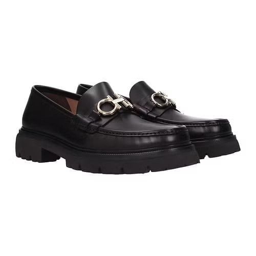  Loafer Salvatore Đen Khoá Xoay Đế Dầy 0696083 