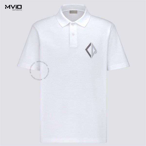  Polo Dior Trắng CD Diamond Thêu Ngực 313J811A0749 005 