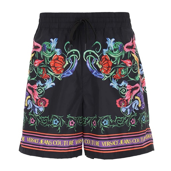 Short Versace Đen Hoạ Tiết Xanh Đỏ 74GADD17