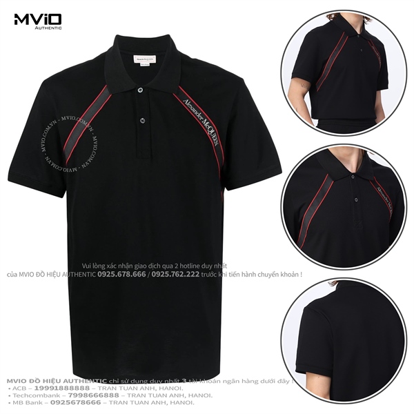 Polo Alexander Mcqueen Đen Vạt Vai 2 Bên 735294QVX77