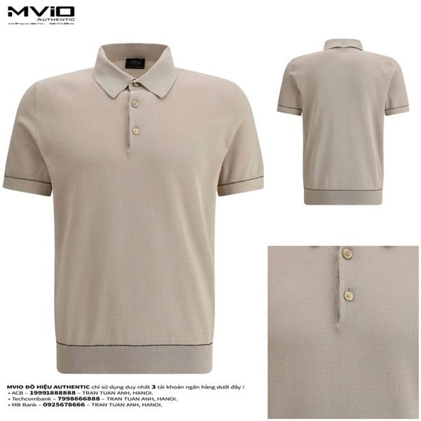  Polo Brioni Be Viền Đen Dệt Kim URM20OP0K 4940 