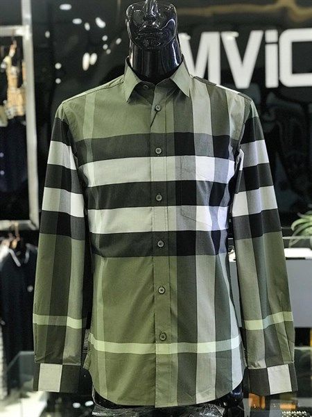  Sơ Mi Burberry Dài Tay Xanh Lá Ip Check 8015033 