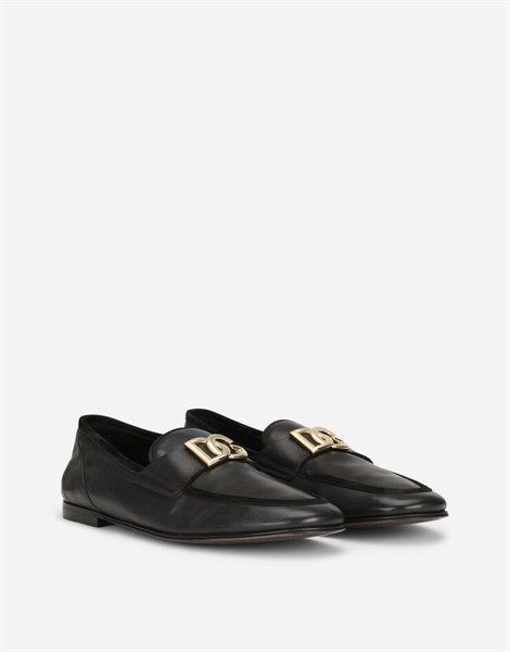  Loafer Dolce Gabbana Đen Logo Vàng A50462Aq99380999 
