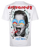  Phông Dsquared2 Trắng Cổ Tim Hình Người S71Gd0874 
