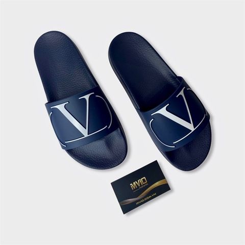  Dép Valentino Xanh Navy In Logo Trắng Hs873 