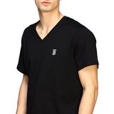  Phông Burberry Đen Cổ Tim Logo Trắng 8017255 