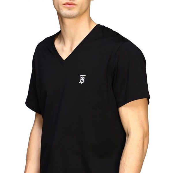  Phông Burberry Đen Cổ Tim Logo Trắng 8017255 