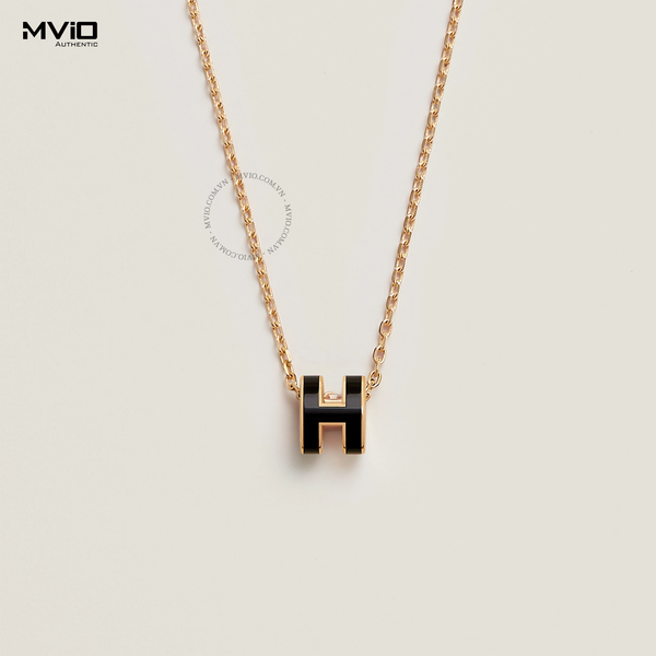  Dây Chuyền Hermes Đen Gold Mini Pop H Pendant 