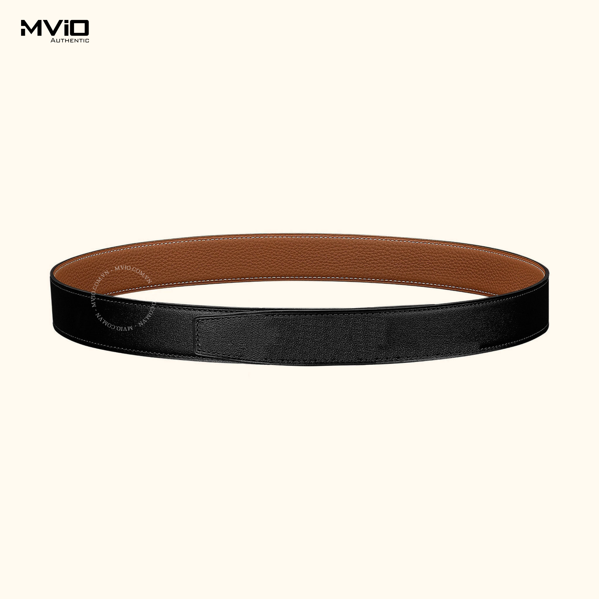 Belt Hermes Reversible Leather Strap Noir/Gold (Đen/Vàng Bò)