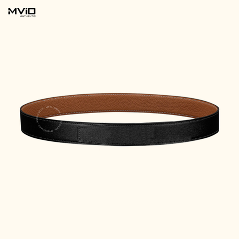  Belt Hermes Reversible Leather Strap Noir/Gold (Đen/Vàng Bò) 