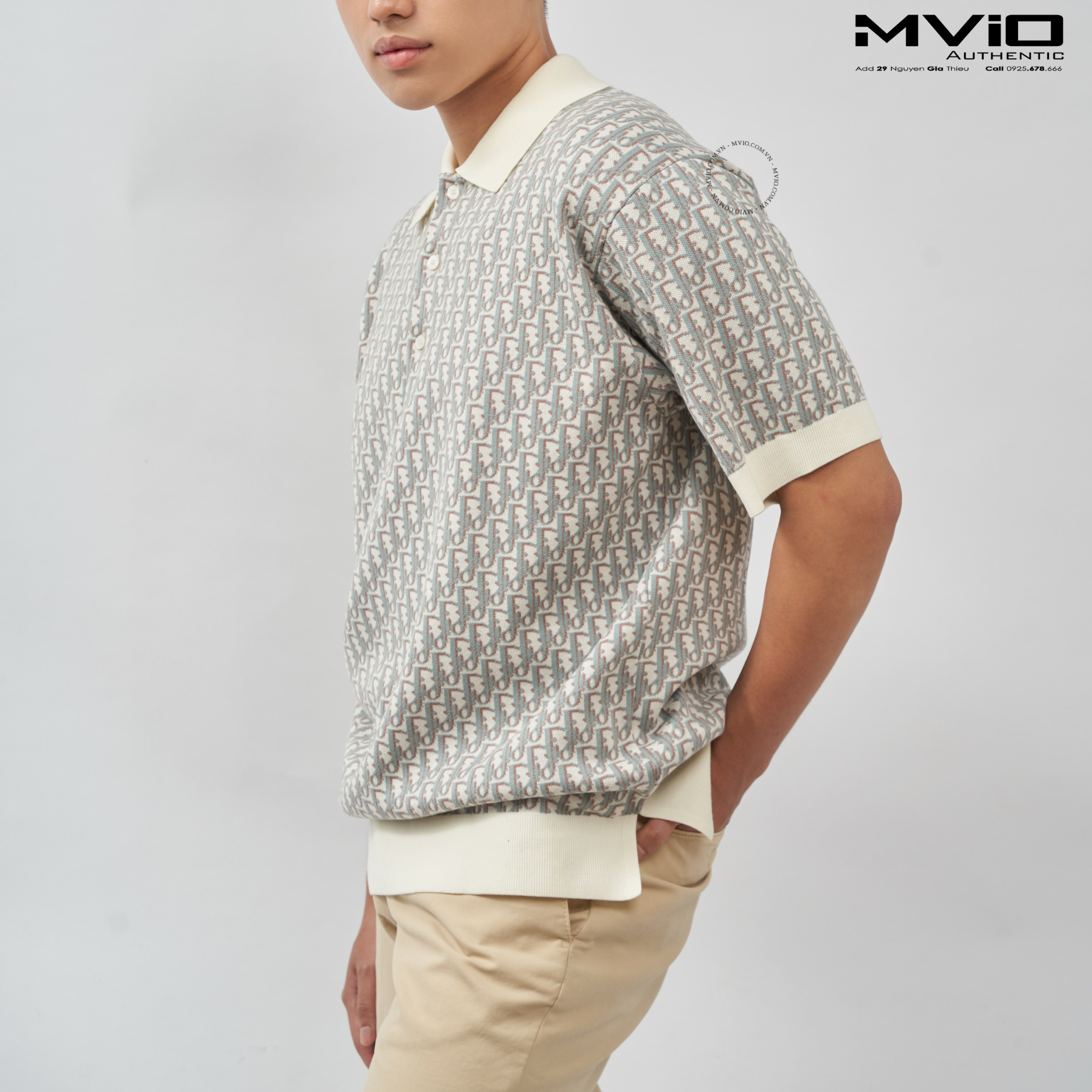  Polo Dior Trắng Vân Oblique 293M832AT396_C085 