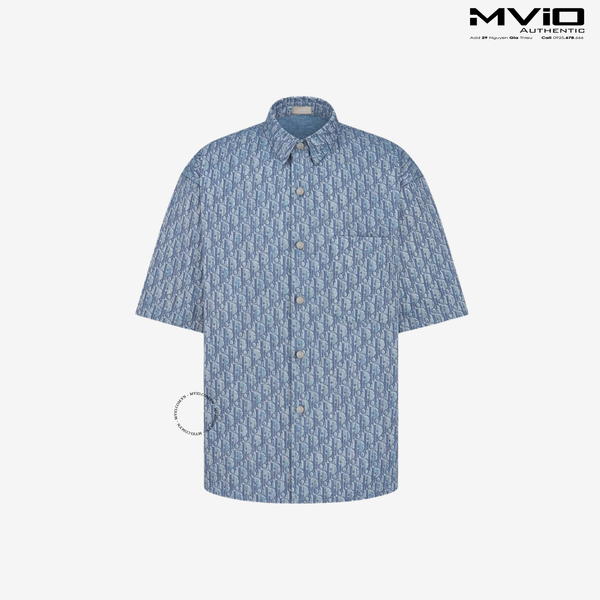  Sơ Mi Dior Cộc Tay Denim Oblique 593D593A3016 