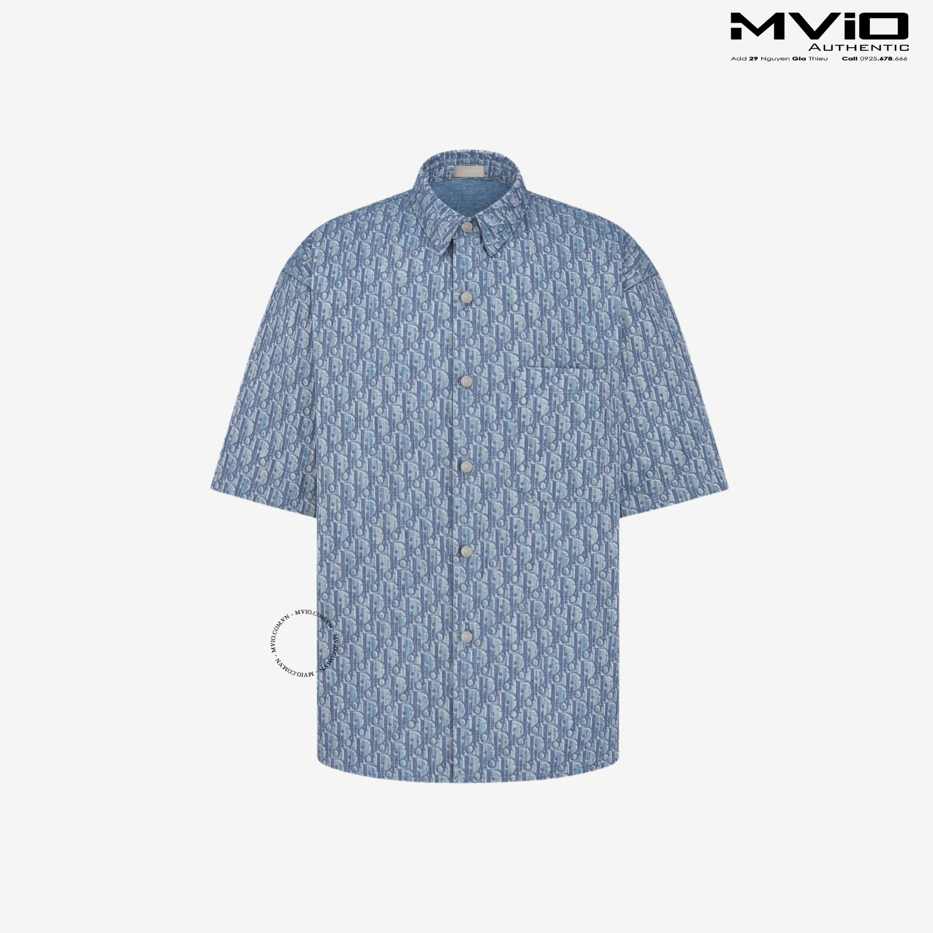  Sơ Mi Dior Cộc Tay Denim Oblique 593D593A3016 