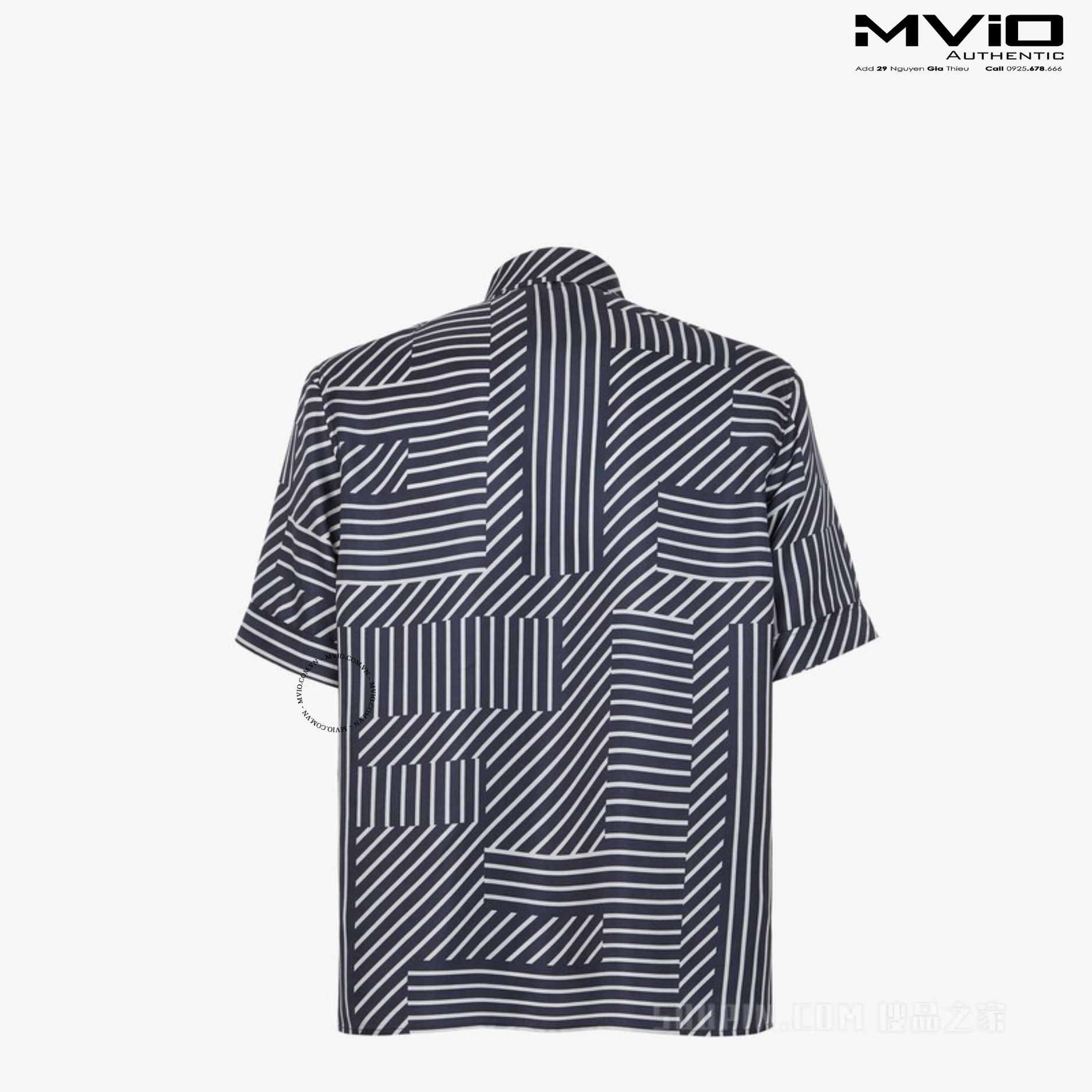  Sơ Mi Fendi Cộc Tay Lụa Vân Kẻ FF FS0795 APQG FOQA2 